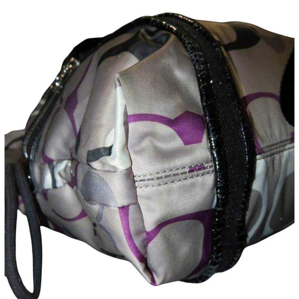 Coach Poppy Purple OP Art C Logo Signature Graffiti Glam Handbag